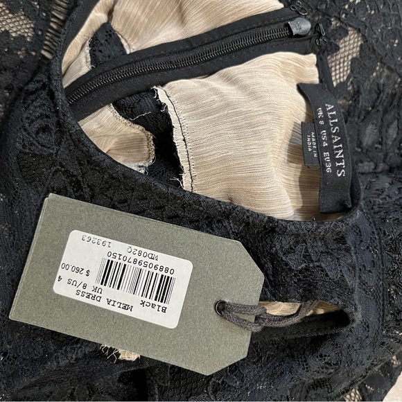 NWT All Saints Melia Peplum Lace Dress UK8 US4 - Picture 5 of 8